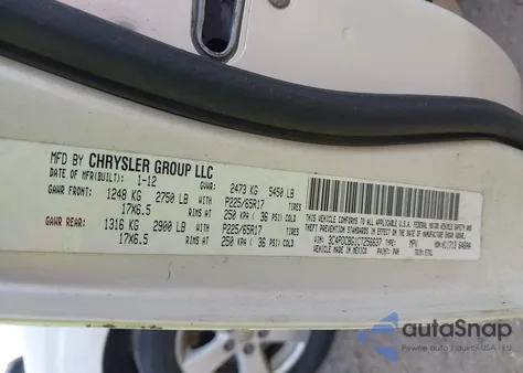 2012 Dodge Journey Sxt z USA, uszkodzony, nr VIN 3C4PDCBG1CT256637